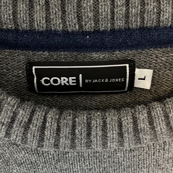 Jack Jones crew neck sweater (Grey with blue stripes) - Large - Picture 2 of 2